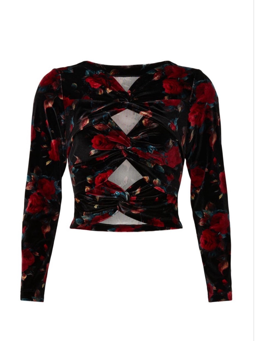 Autumn Adeigbo~Rowenna Black Velvet Floral Twist Cutout Top~Sz 6~$280~